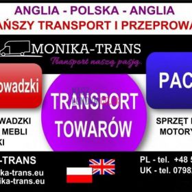 Przeprowadzki UK-Polska, transport paczek, AGD, RTV, palet.